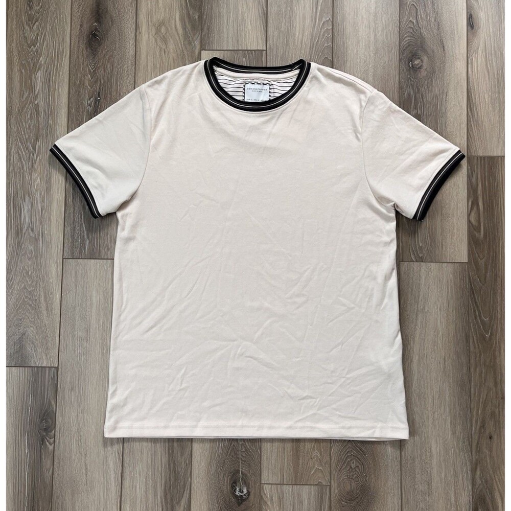 Denim & Flower Ricky Singh Cream Short Sleeve Tee Mens Sz XL NWT